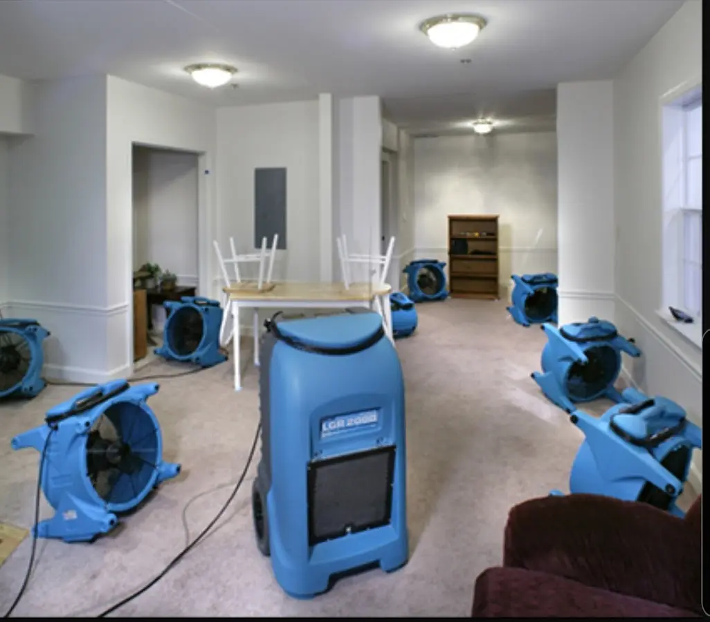 Air movers and dehumidifier setup for Water Extraction & Removal in Foothill Farms